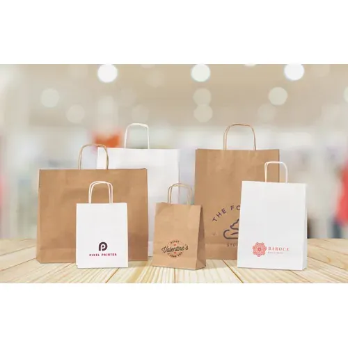 Bolsa de papel kraft con asa trenzada ref 92878 - 00 01