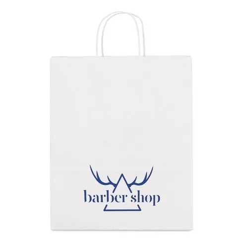 Bolsa de papel kraft con asa trenzada y material FSC ref 92873 - Blanco