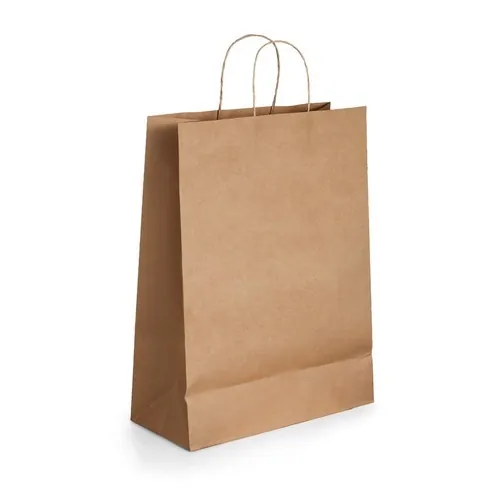 Bolsa de papel kraft con asa trenzada y material FSC ref 92876 - Natural