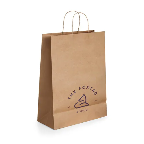 Bolsa de papel kraft con asa trenzada y material FSC ref 92877