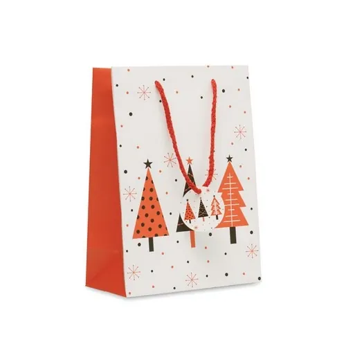 Bolsa de papel de regalo mediana reciclada para Navidad ref CX1562 - Blanco