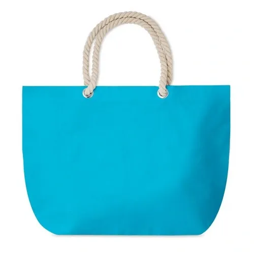 Bolsa de playa de algodón con asas de cuerda ref MO9813 - Back Turquesa