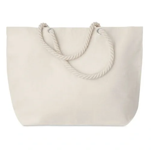Bolsa de playa de algodón con asas de cuerda ref MO9813 - Beig