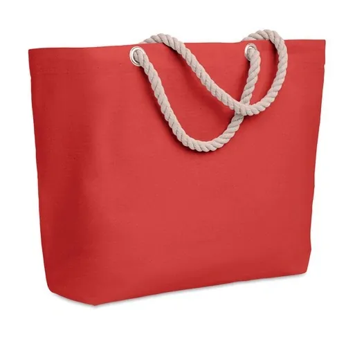 Bolsa de playa de algodón con asas de cuerda ref MO9813 - Front Rojo