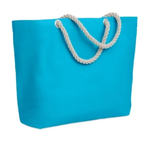 Bolsa de playa de algodón con asas de cuerda ref MO9813 - Front Turquesa
