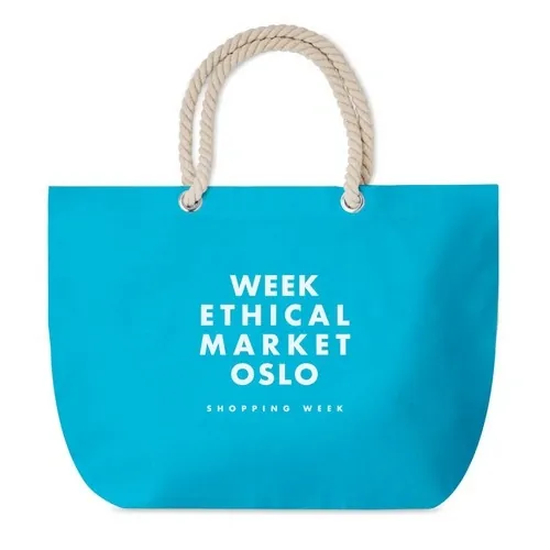 Bolsa de playa de algodón con asas de cuerda ref MO9813 - Printed Turquesa