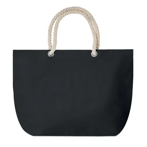 Bolsa de playa de algodón con asas de cuerda ref MO9813 - Side Negro