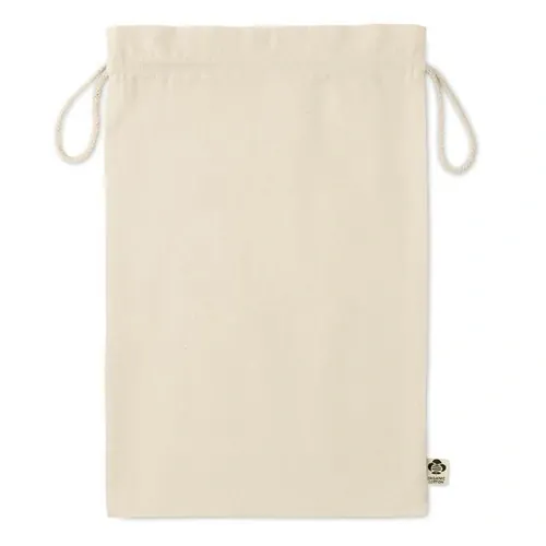Bolsa de regalo en algodón orgánico reutilizable ref MO6636 - Side Beig