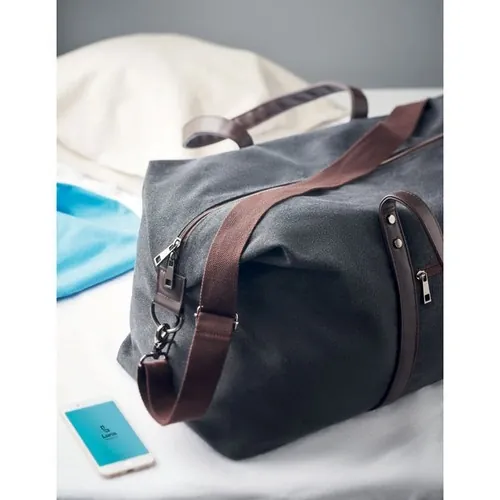 Bolsa de fin de semana en canvas lavada con correas ajustables ref MO6279 - Printed Negro