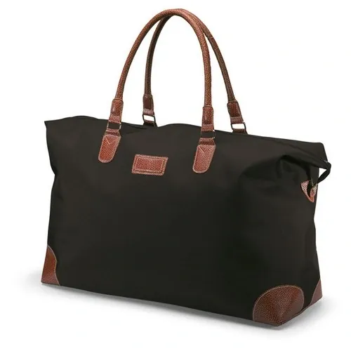 Bolsa grande de viaje en microfibra con asas de PVC ref KC6351 - Front Negro