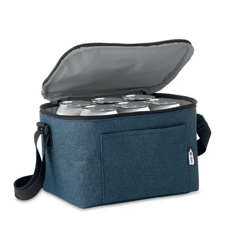 Bolsa nevera RPET 6 latas con bolsillo frontal ref MO6150 - Open Azul