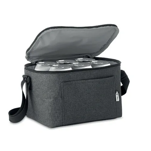 Bolsa nevera RPET 6 latas con bolsillo frontal ref MO6150 - Open Negro