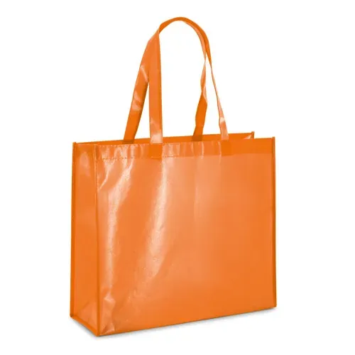 Bolsa no tejida laminada brillante con asas largas ref 92833 - Naranja 01