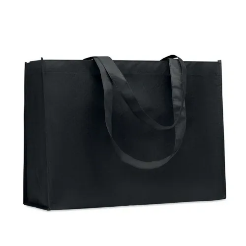 Bolsa de compra RPET con asas largas y fuelles ref MO2193 - Front Negro
