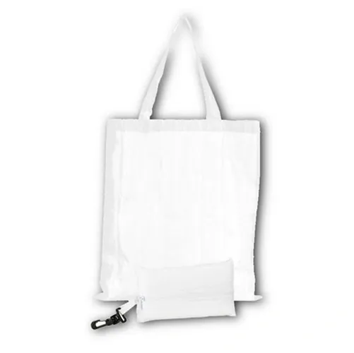 Bolsa plegable de poliéster con clip de transporte ref JA16 - Blanco