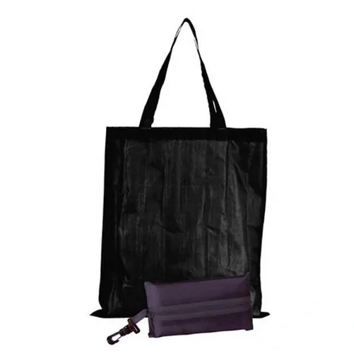 Bolsa plegable de poliéster con clip de transporte ref JA16 - Negro