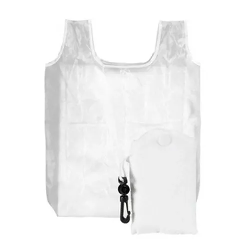 Bolsa plegable de poliéster con clip de transporte ref LA51 - Blanco
