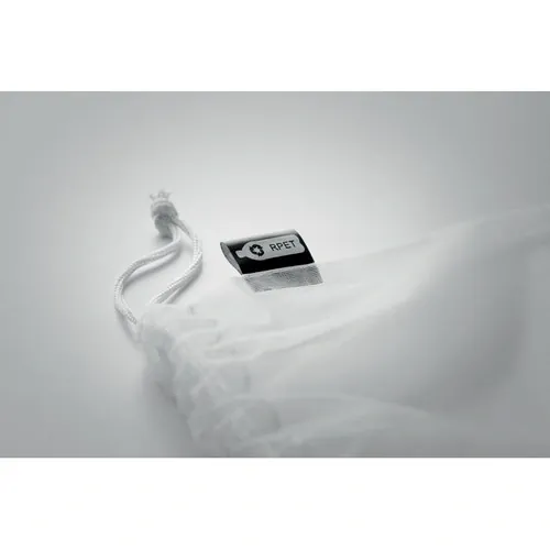 Bolsa rejilla RPET con bolsillo frontal para logo ref MO9880 - Back Blanco