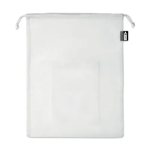 Bolsa rejilla RPET con bolsillo frontal para logo ref MO9880 - Side Blanco
