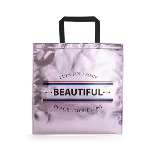 Bolsa metalizada non-woven con asas reforzadas ref 5938 - Rosa