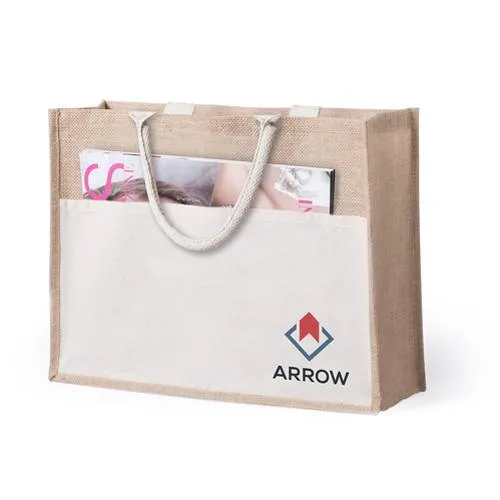 Bolsa de yute con bolsillo frontal y asas reforzadas ref 5725