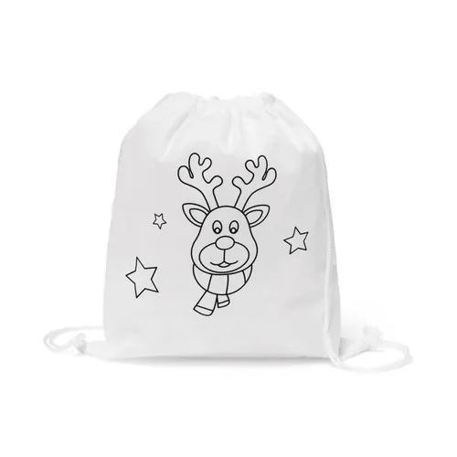 Bolso mochila navideño para colorear con rotuladores ref 92621 - Blanco