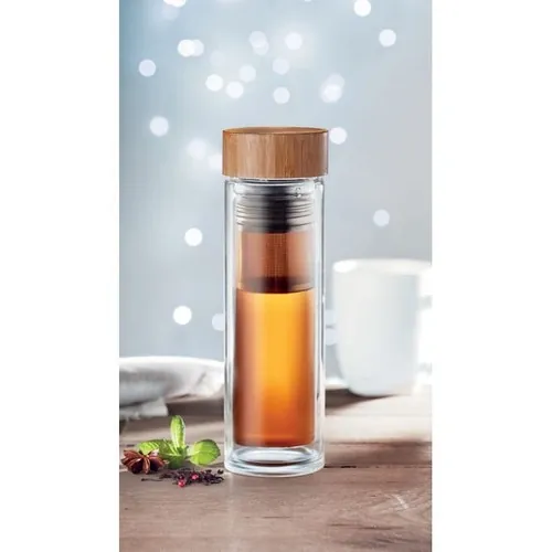 Botella de cristal con infusor de té y tapa de bambú ref MO9420 - Item Ambiant Picture Transparente