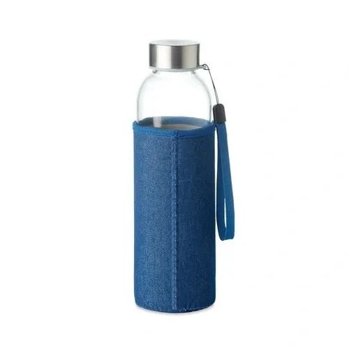 Botella de cristal con funda neopreno anti fugas ref MO6192 - Back Azul