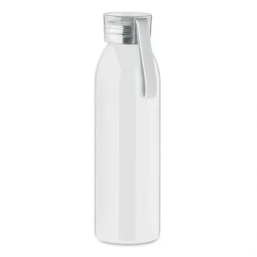 Botella de acero inoxidable con tapa y asa de silicona ref MO2241 - Blanco