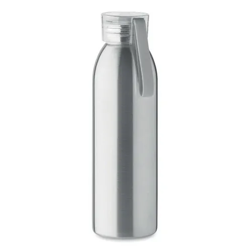 Botella de acero inoxidable con tapa y asa de silicona ref MO2241 - Front Plata Mate