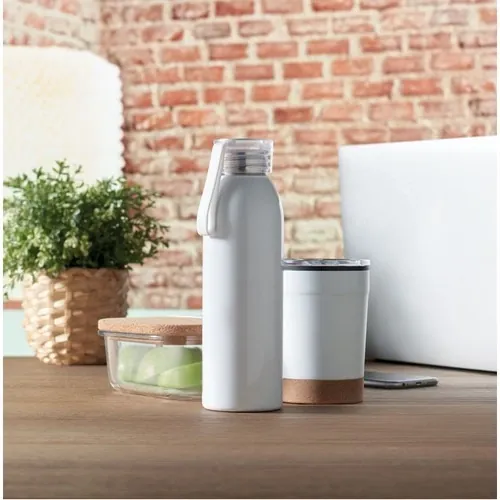 Botella de acero inoxidable con tapa y asa de silicona ref MO2241 - Item Ambiant Picture Blanco