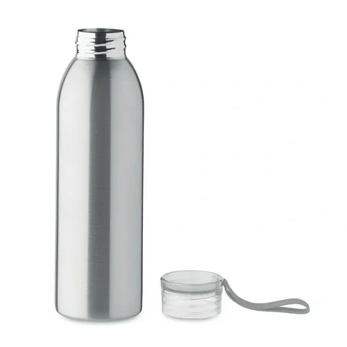 Botella de acero inoxidable con tapa y asa de silicona ref MO2241 - Open Plata Mate