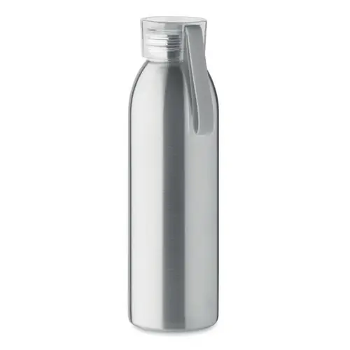 Botella de acero inoxidable con tapa y asa de silicona ref MO2241 - Plata Mate