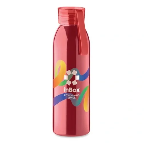 Botella de acero inoxidable con tapa y asa de silicona ref MO2241 - Printed Rojo