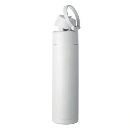 Botella de acero inoxidable 650 ml con pajita 2 en 1 ref MO2989 - Blanco Printed