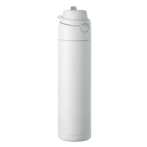 Botella de acero inoxidable 650 ml con pajita 2 en 1 ref MO2989 - Blanco