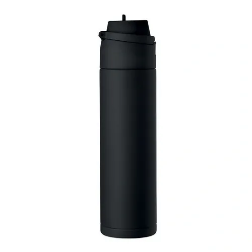Botella de acero inoxidable 650 ml con pajita 2 en 1 ref MO2989 - Negro 3