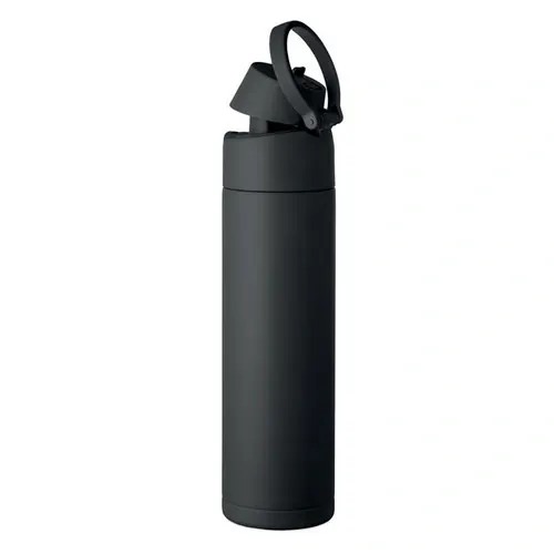 Botella de acero inoxidable 650 ml con pajita 2 en 1 ref MO2989 - Negro Top