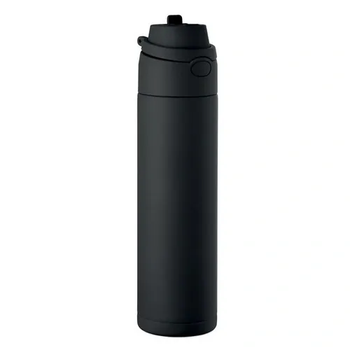 Botella de acero inoxidable 650 ml con pajita 2 en 1 ref MO2989 - Negro