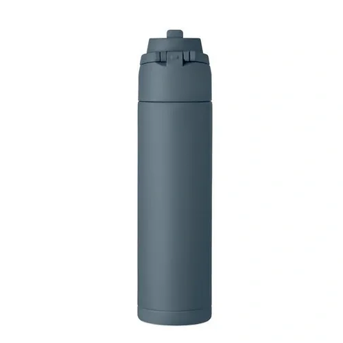 Botella de acero inoxidable 650 ml con pajita 2 en 1 ref MO2989 - Petroleo 4