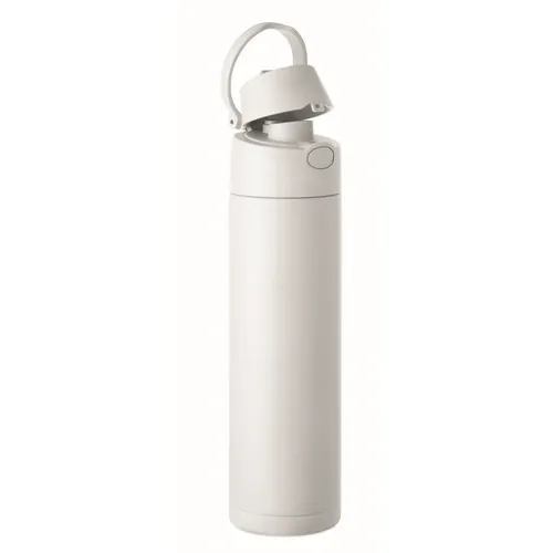 Botella de acero inoxidable 650 ml con pajita 2 en 1 ref MO2989 - Side Blanco