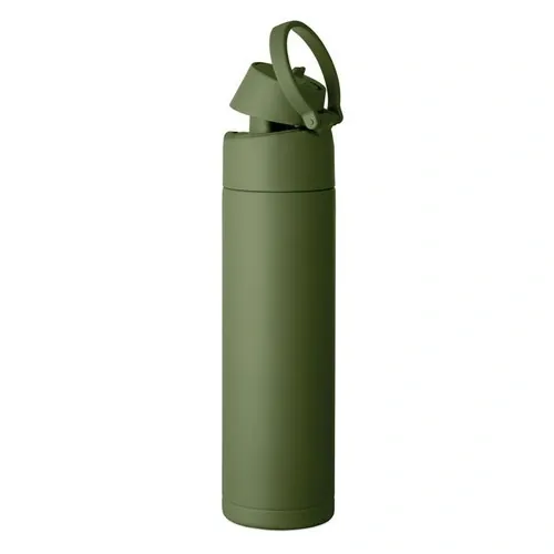 Botella de acero inoxidable 650 ml con pajita 2 en 1 ref MO2989 - Verde Oscuro Top