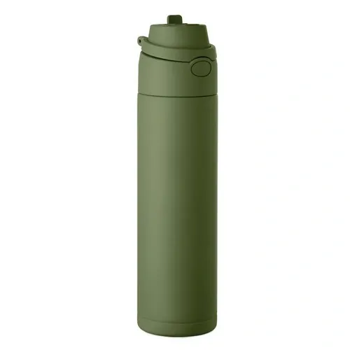 Botella de acero inoxidable 650 ml con pajita 2 en 1 ref MO2989 - Verde Oscuro