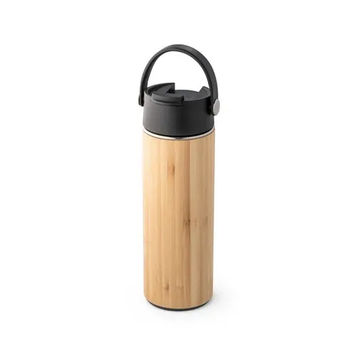 Botella de bambú y acero inoxidable con aislamiento al vacío ref 94257 - Negro 01