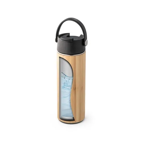 Botella de bambú y acero inoxidable con aislamiento al vacío ref 94257 - Negro 05