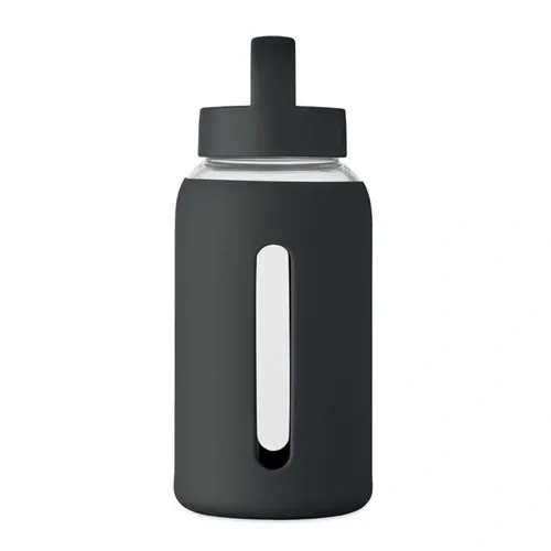 Botella de borosilicato 600 ml Boris con funda personalizable ref MO2912 - Negro Open