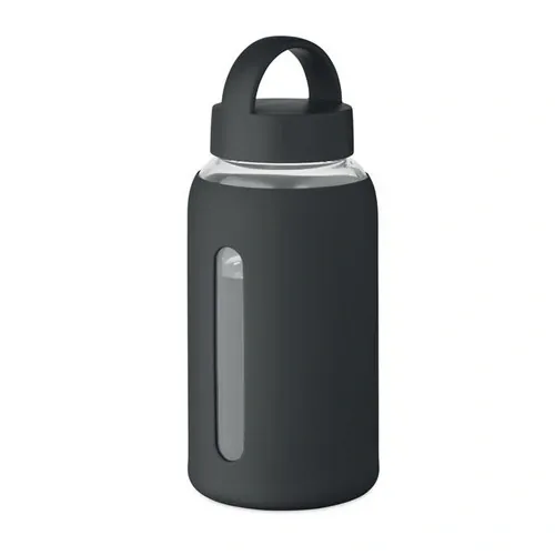 Botella de borosilicato 600 ml Boris con funda personalizable ref MO2912 - Negro