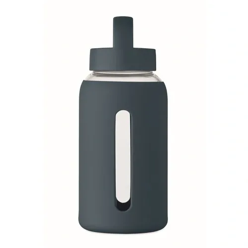 Botella de borosilicato 600 ml Boris con funda personalizable ref MO2912 - Open Azul