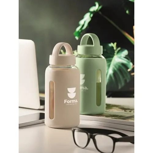 Botella de borosilicato 600 ml Boris con funda personalizable ref MO2912 - Printed Marr╨▓N