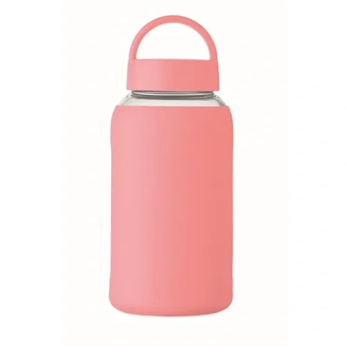 Botella de borosilicato 600 ml Boris con funda personalizable ref MO2912 - Top Rosa